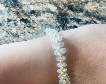 Crystal Clear Glass Beads with Gold spacer Bracelet.