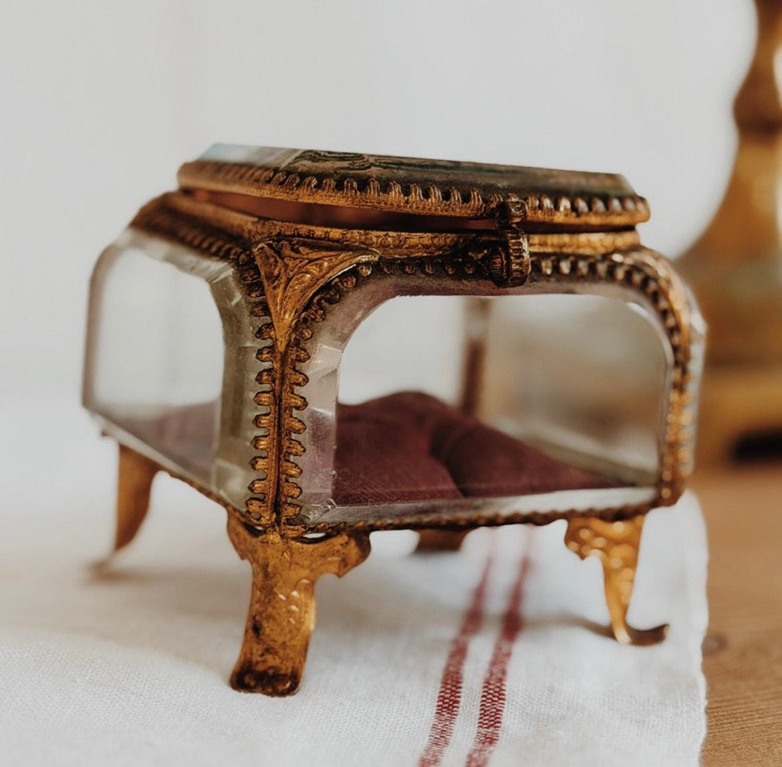 French Souvenir Glass Box - Etsy
