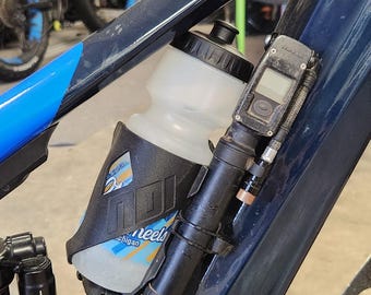 Side Load Bottle Cage with Pump Mount, Easy In/Out, Lower Mounting Location