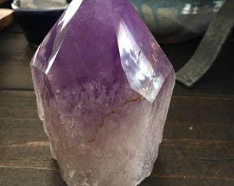 Pretty Purple Amethyst Point, vintage rocks, rock specimen, amethyst quartz point, standing crystal