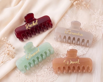 Personalized Acetate Hair Claw Clip, Custom Name Hair Clip, Large Hair Claw, Bridesmaid Gift, French Style Hair Accessory