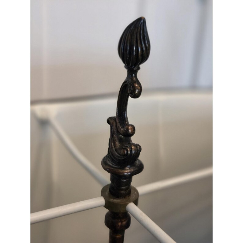 Vintage Maitland Smith Bouillotte Table Lamp Ornate Gold Candelabra Black Shade image 9