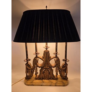 Vintage Maitland Smith Bouillotte Table Lamp Ornate Gold Candelabra Black Shade image 16