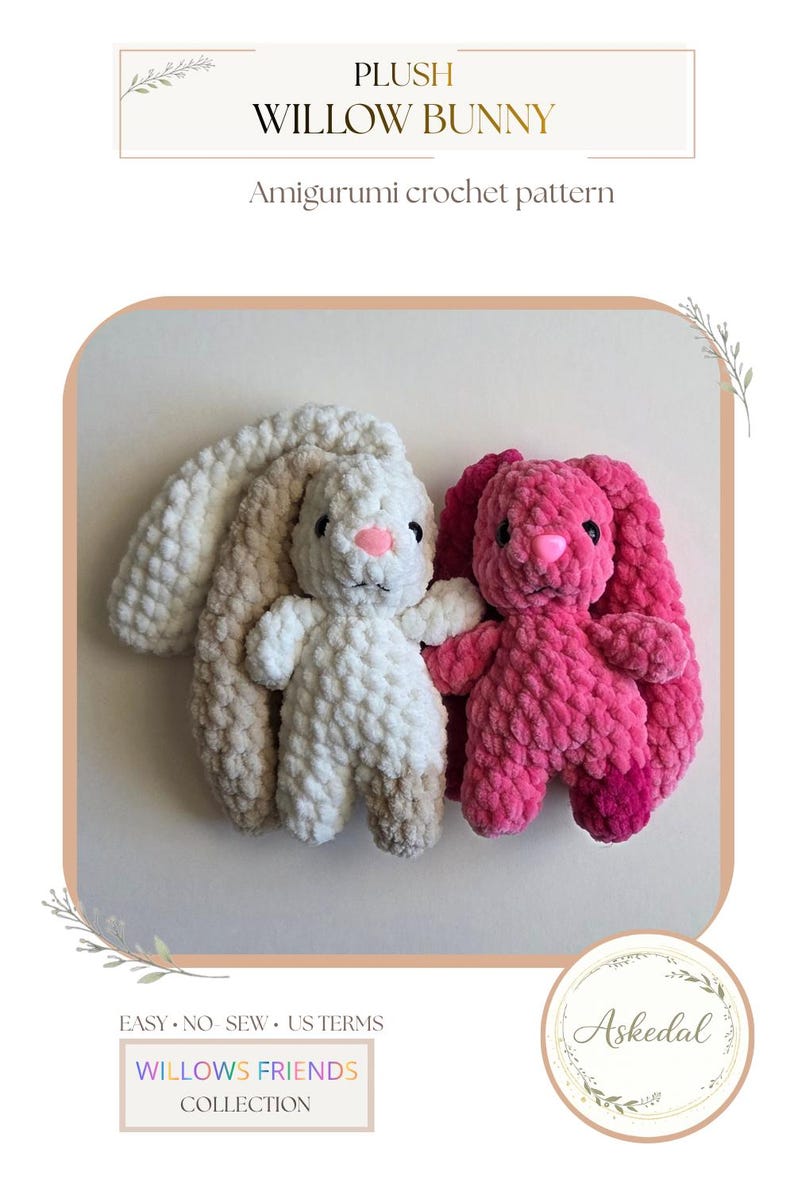 Schema all'uncinetto per coniglietto/senza cuciture • Amigurumi facile in PDF/download digitale/Willow di Askedal immagine 3