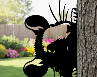 Funny Peeking Rat Metal Art,Metal Animal Garden Decor,Rat Silhouette Yard Sign,Metal Rat Outdoor Decor,Peeking Rat Fence Decor,Garden Decor