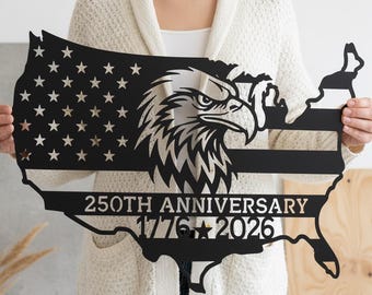 USA Map Eagle Metal Wall Sign,Patriotic 250Th Anniversary Decor,American Flag And Eagle Wall Decor,1776-2026 Wall Art,American Map Wall Art