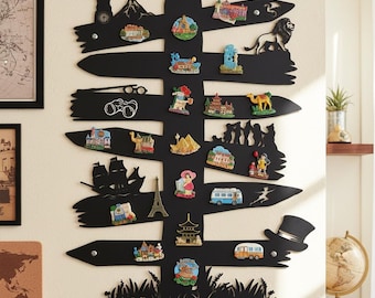 Metal World Travel Magnet Board,Travel Magnet Display Board,Arrow Shaped Magnet Display Board,Adventure Journey Fridge Magnet Board,Wall Art