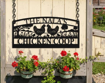 Custom Chicken Coop Metal Sign,Personalized Farm Chicken Plaque,Metal Hen Coop Wall Decor,Rustic Chicken Farm Silhouette Art,Chicken Decor
