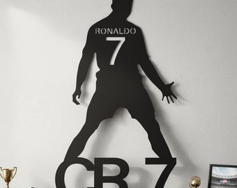 Football Player Silhouette Wall Art,Soccer Star Metal Wall Sign,Athlete Silhouette Wall Decor,Football Number Metal Wall Decor,Sports Decor