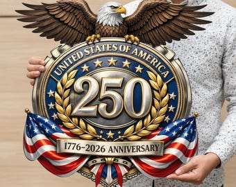 250Th Anniversary 2D Print Sign,Patriotic Eagle Wreath Attachment,1776-2026 Patriotic Wreath Sign,American Flag 250Th Decor Sign,Eagle Decor
