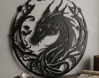 Tribal Dragon Metal Wall Art,Dragon Metal Wall Decor,Metal Fantasy Dragon Decor,Mythical Dragon Metal Wall Decor,Gothic Dragon Wall Decor