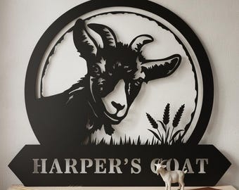 Custom Goat Farm Sign,Rustic Farmhouse Wall Decor,Personalized Farm Metal Sign,Goat Lover Wall Art,Rustic Goat Wall Sign,Goat Wall Decor Art