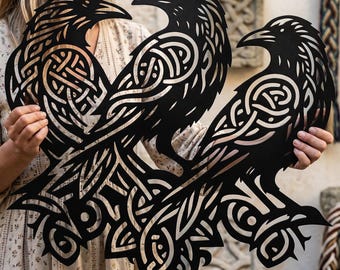Celtic Raven Metal Wall Art,Norse Bird Knotwork Decor,Tribal Raven Silhouette Decor,Viking Knotwork Bird Decor,Celtic Knot Raven Wall Decor