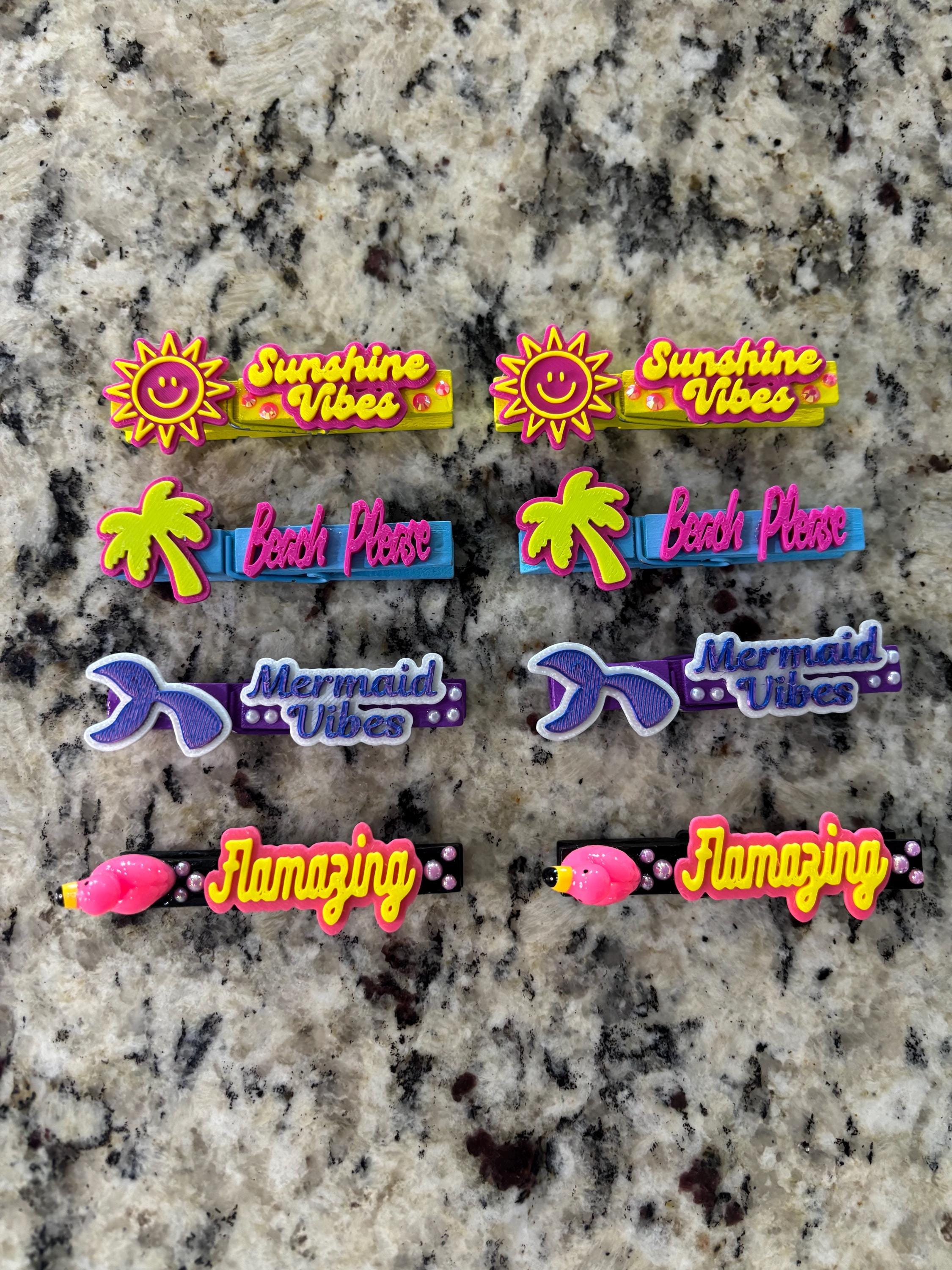 Set of 8 summer themed cheer pins