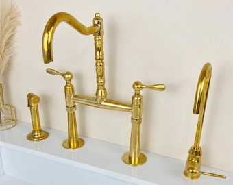 Unlacquered Brass Kitchen, Faucet The Farmhouse Bridge