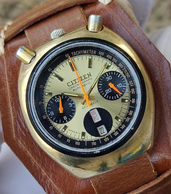 CITIZEN 置時計 ハンドル付き Citizen Bullhead Automatic Chronograph 67-9020 Brad Pitt Vintage