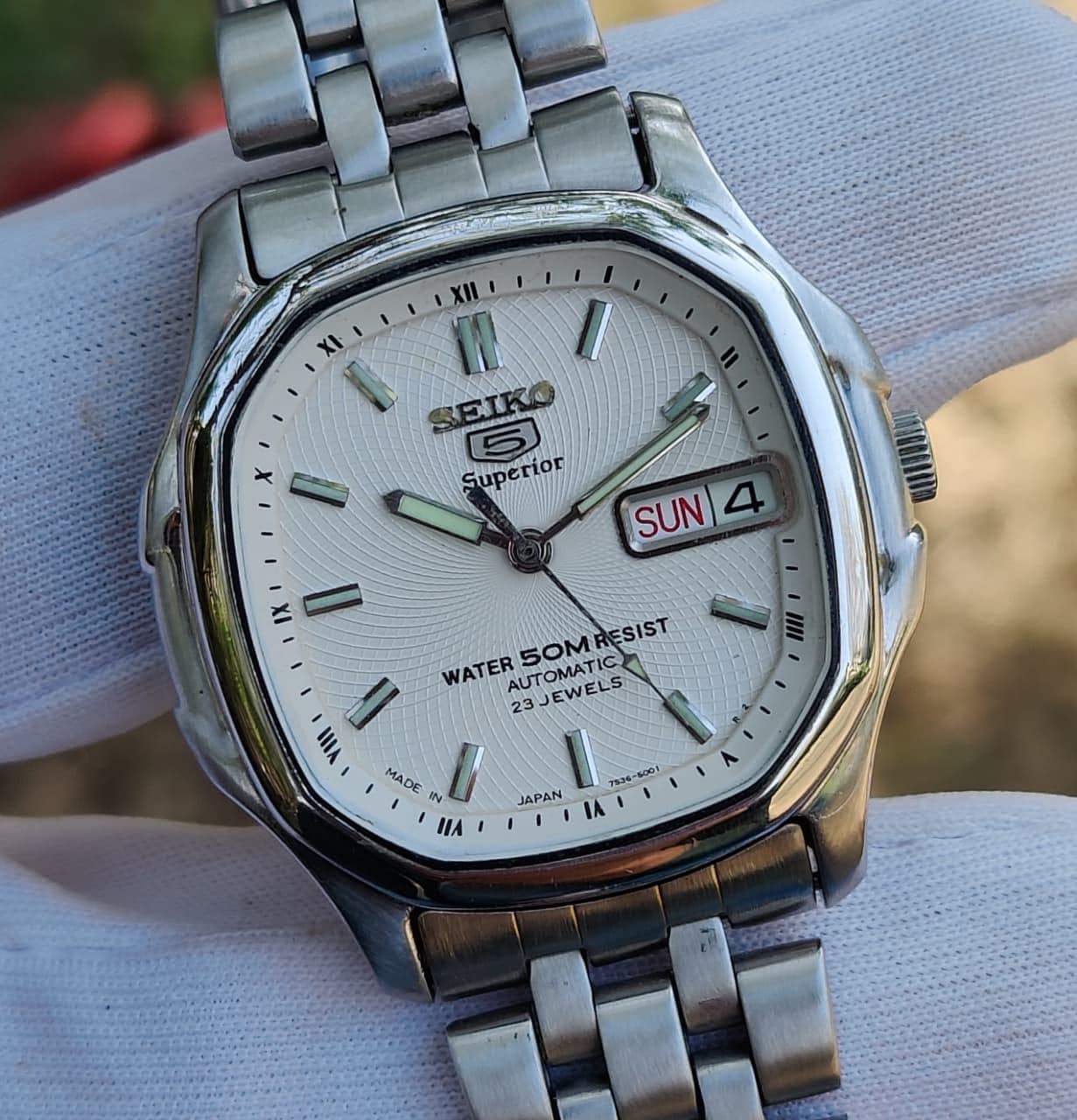 Seiko 5 Superior Whirlpool Dial 7S36-5000 Automatic Vintage Men's