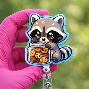 Raccoon Cookie Burk-kortsrulle, Glitterblå sjuksköterske-ID-hållare