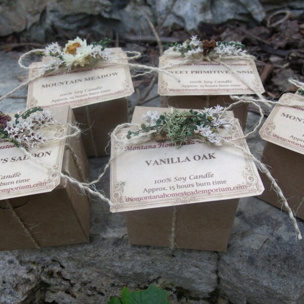 5 pack sample pack gift boxed 100% soy votives variety sample size grab bag we choose scent Montana candles