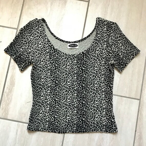 Vintage 1990s White Black Leopard Cheetah Wild Cat