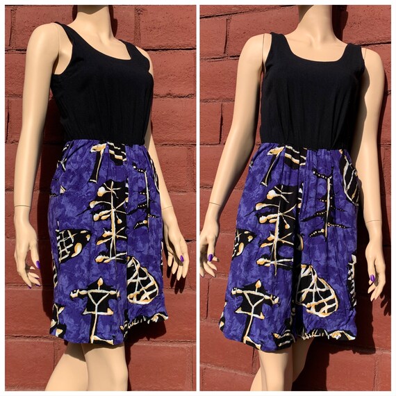 Vintage 1990s Black Purple White Psychedelic Tripp