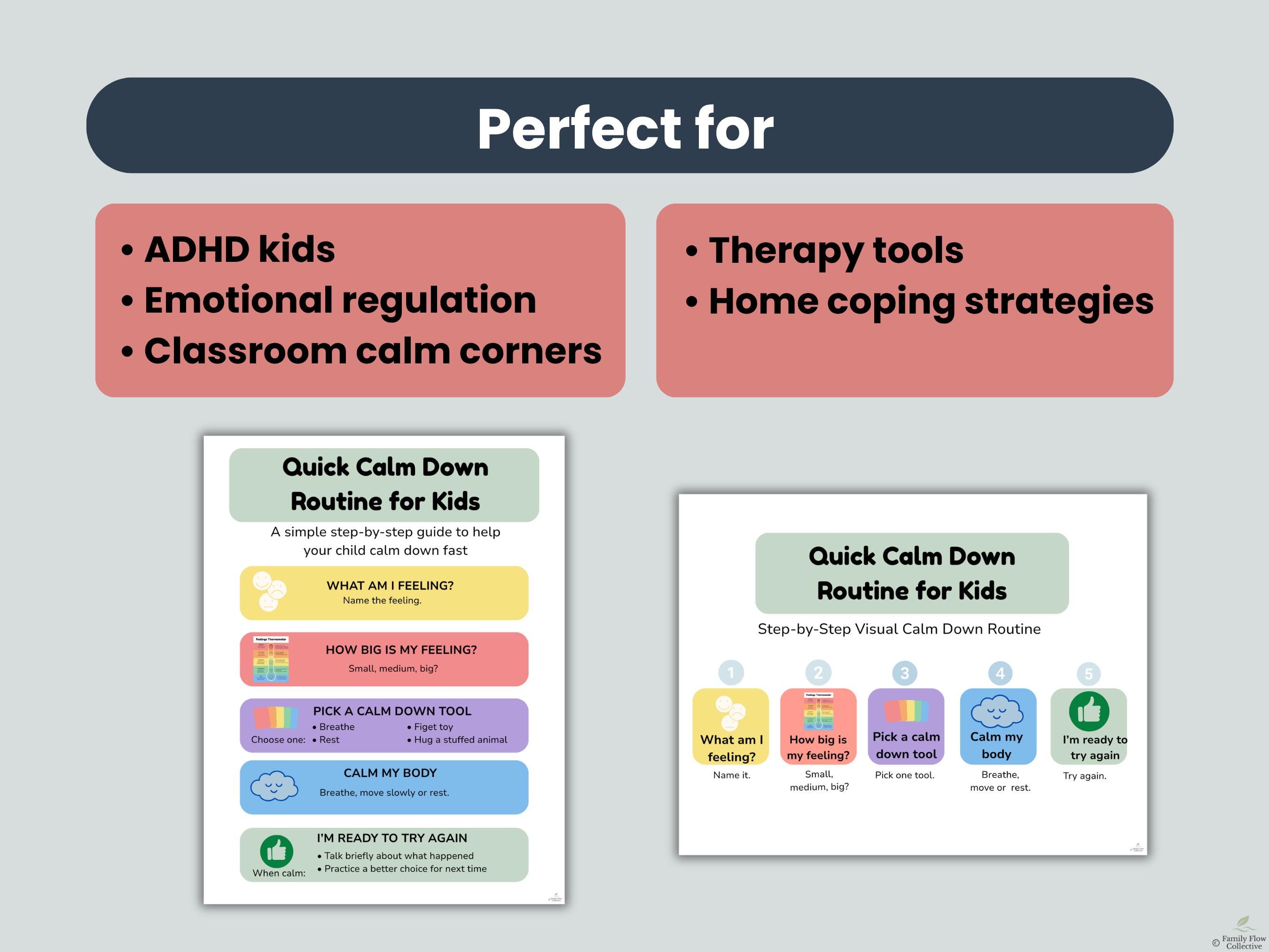 Kids Routine Strips Calm Down Routine Strip for Kids, Emotional Regulation Visual, Coping ...