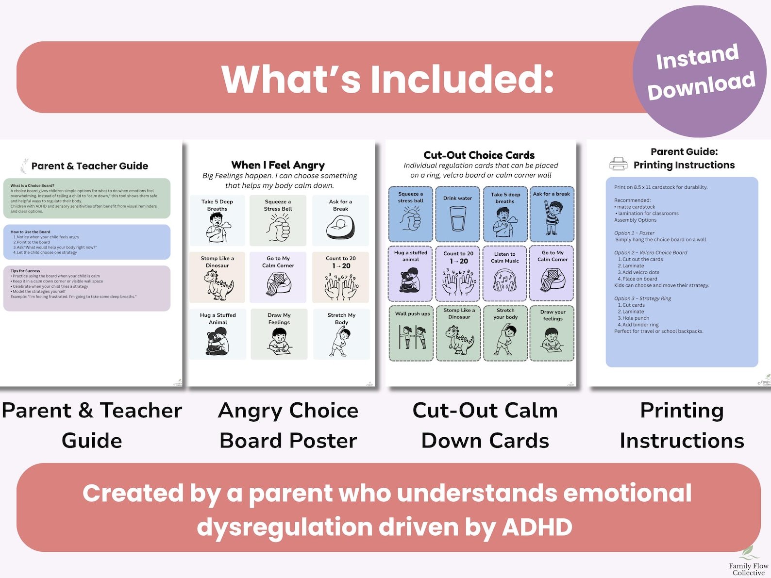 When I Feel Angry Choice Board Printable | Calm Down Chart for Kids ...