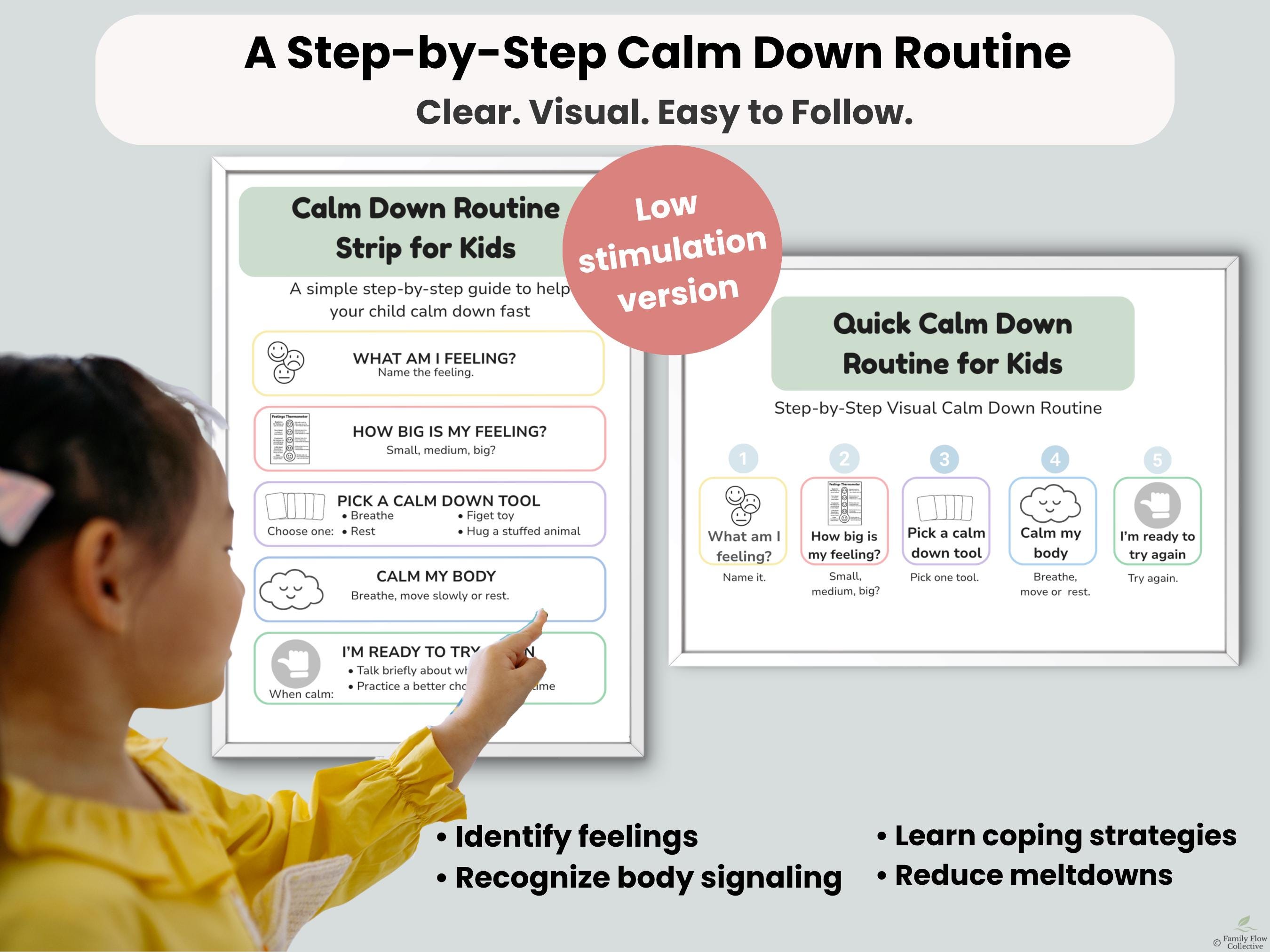 Kids Routine Strips Calm Down Routine Strip for Kids, Emotional Regulation Visual, Coping ...