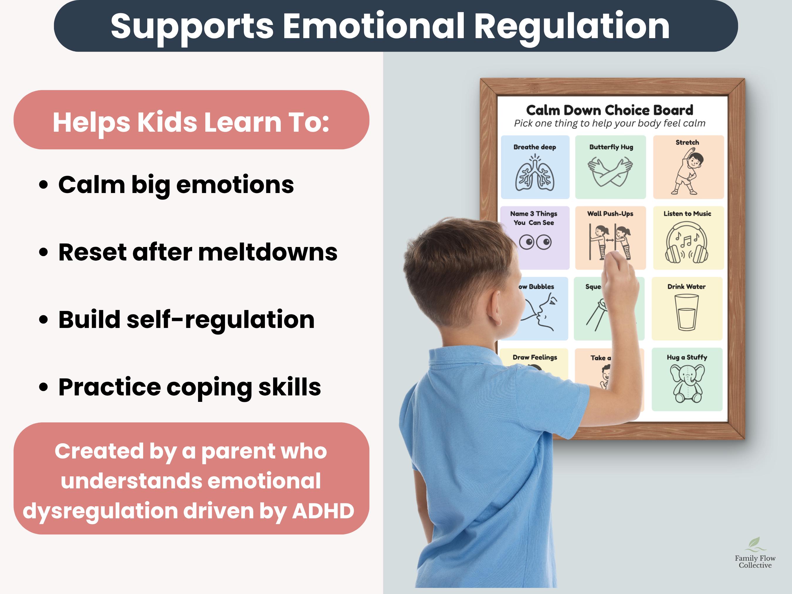 Calm Down Choice Board for Kids | Emotional Regulation Printable | ADHD ...