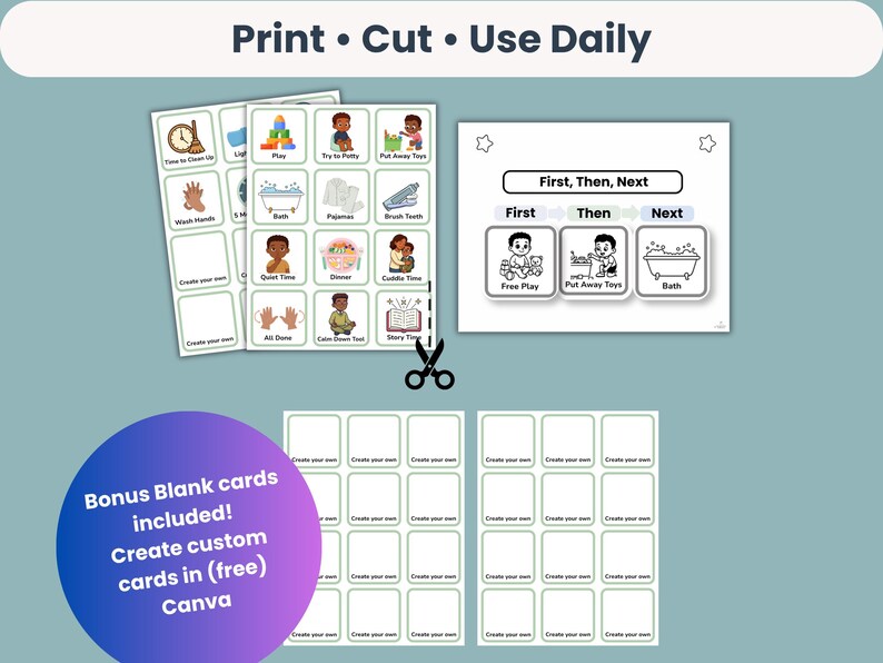 Toddler Bedtime Routine Chart Printable | Visual Nighttime Schedule for ...