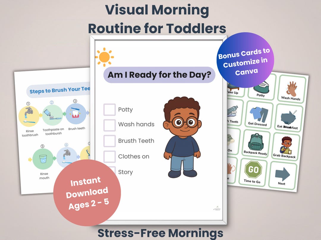 Morning Routine First Then Visual Toddler Morning Routine Chart | Visual Schedule for Kids | Daily ...
