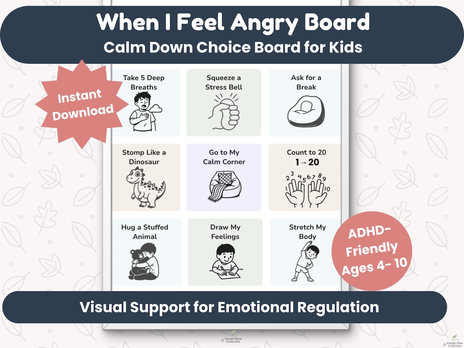 When I Feel Angry Choice Board Printable | Calm Down Chart for Kids ...