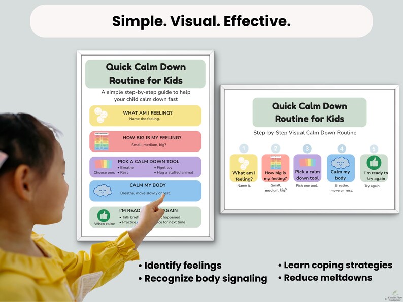 Calm Down Routine Strip for Kids, Emotional Regulation Visual, Coping ...