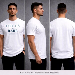 Fokus ist selten Shirt, Minimal ästhetisches Streetwear T-Shirt, motivierende Männer Grafik-T-Shirt, moderne Mindset-Kleidung, übergroßes Unisex-T-Shirt Bild 5
