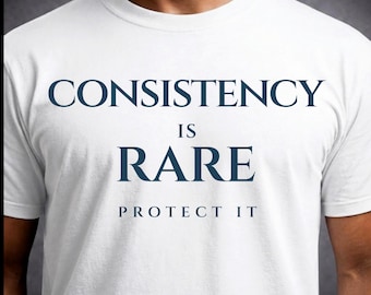 Konsistenz ist selten Blau Shirt, minimalistisches Streetwear T-Shirt, motivierendes Grafik-T-Shirt für Männer, Mindset-Kleidung, übergroßes Unisex-T-Shirt