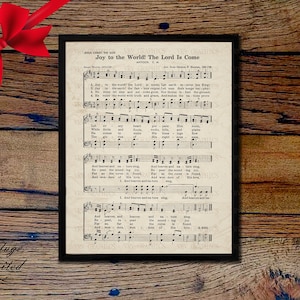 Joy To The World Christmas Sheet Music Christian Vintage Hymn Digital Download Printable Clipart Graphic vs0087