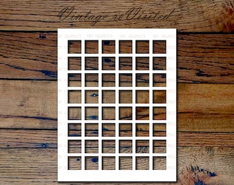 Scrabble Tile Template collage 1 Inch 48 panes PNG - PSD Instant Digital Download Printable Image Clipart Graphic Pendants Charms