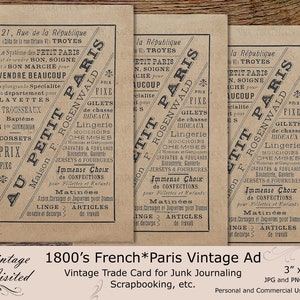1800er Paris * Französische Korsetts Dessous Werbung Vintage Handelskarte Ephemera Junk Journaling Scrapbook Druckbare Instant Digital Download