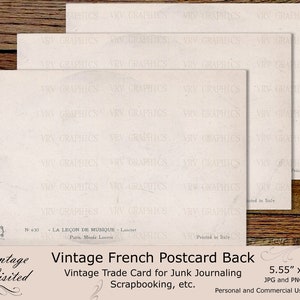 Vintage French Blank Grunge Stained Postcard Back Junk Journaling Scrapbook Ephemera Instant Digital Download Printable Clipart pcb0003