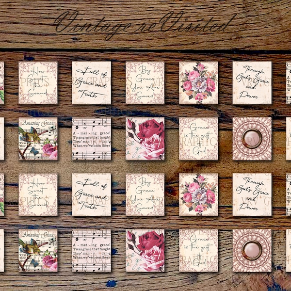 Roses victoriennes et dentelle .75 .83 63 Fenêtre Amazing Grace Hymn Scrabble Tile Pendentif Collage Instant Digital Download Image Clipart vs0102st