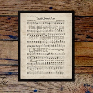 The Old Rugged Cross Christian Vintage Sheet Music Hymn Hymnal Digital Download Image Clipart Graphic vs0086