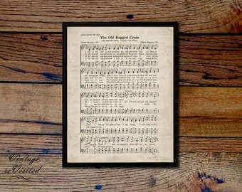 The Old Rugged Cross Christian Vintage Sheet Music Hymn Hymnal Digital Download Image Clipart Graphic vs0086