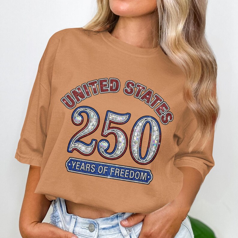 United States 250 Years of Freedom graphic t-shirt.