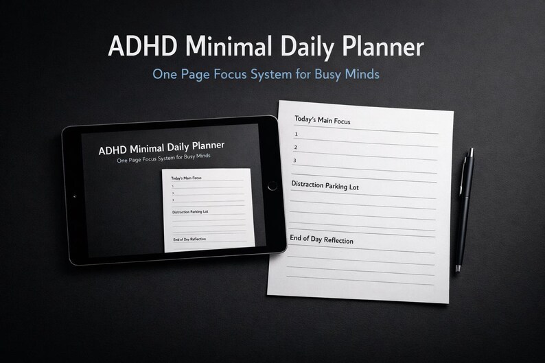 Focus Daily: Minimalist Digital Planner for Adults With ADHD – Editable ...
