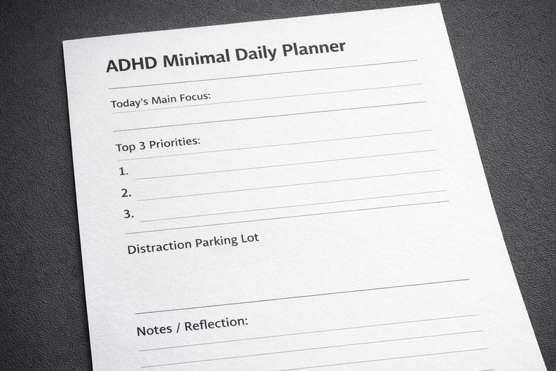 Focus Daily: Minimalist Digital Planner for Adults With ADHD – Editable ...