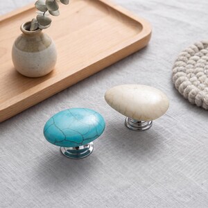 Stone Cabinet Knob, Oval Drawer Pull, Boho Dresser Knob, Decorative Cabinet Hardware, Modern Furniture Knob, Kitchen Cupboard Handle