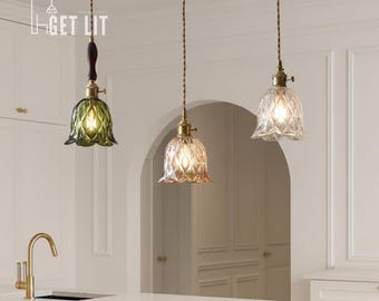 Nordic Glass Pendant Light, Kitchen Island Lighting, E27 Adjustable Cord