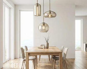 Modern Kitchen Island Pendant Light Set, Nordic Glass Cluster Hanging Lamp