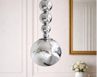 Chrome Glass Pendant Light, Italian Modern Style, Kitchen Island Lighting