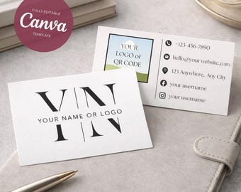 Minimalist Business Card Template | Editable Canva Template | Personalized Gift Tag